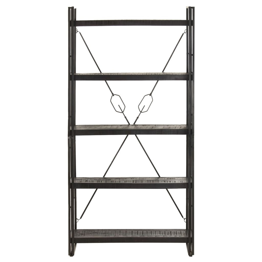 vidaXL 5-Tier Bookcase Black 35.4"x11.8"x70.9" Solid Mango Wood-0