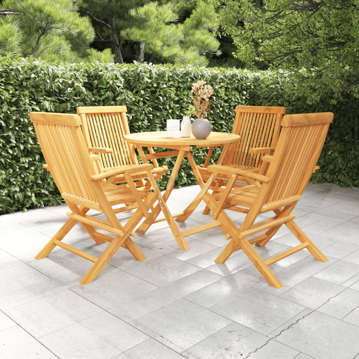 vidaXL 5 Piece Patio Dining Set Solid Teak Wood-0