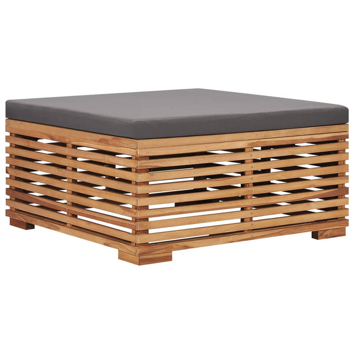 vidaXL Patio Table and Footrest Set&Dark Gray Cushion Solid Teak Wood-4