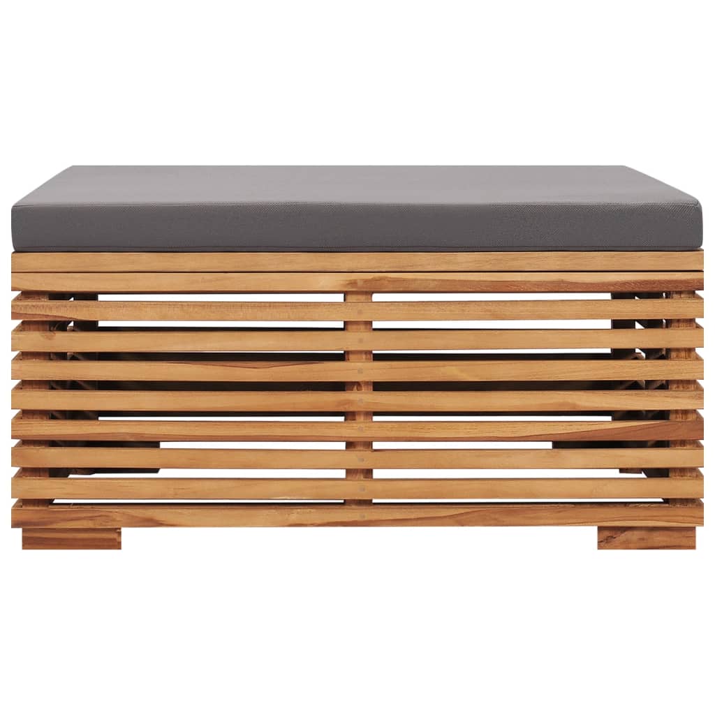 vidaXL Patio Table and Footrest Set&Dark Gray Cushion Solid Teak Wood-5