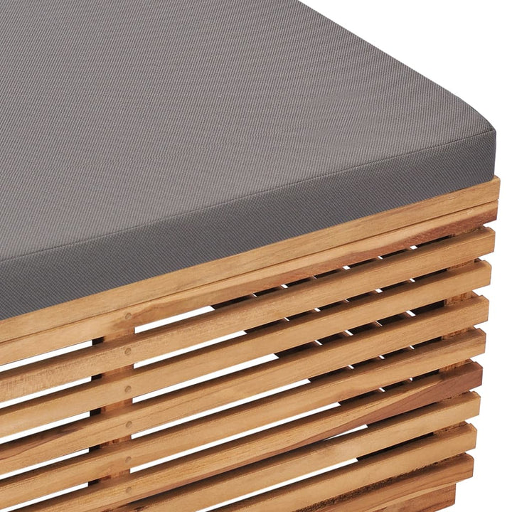 vidaXL Patio Table and Footrest Set&Dark Gray Cushion Solid Teak Wood-6