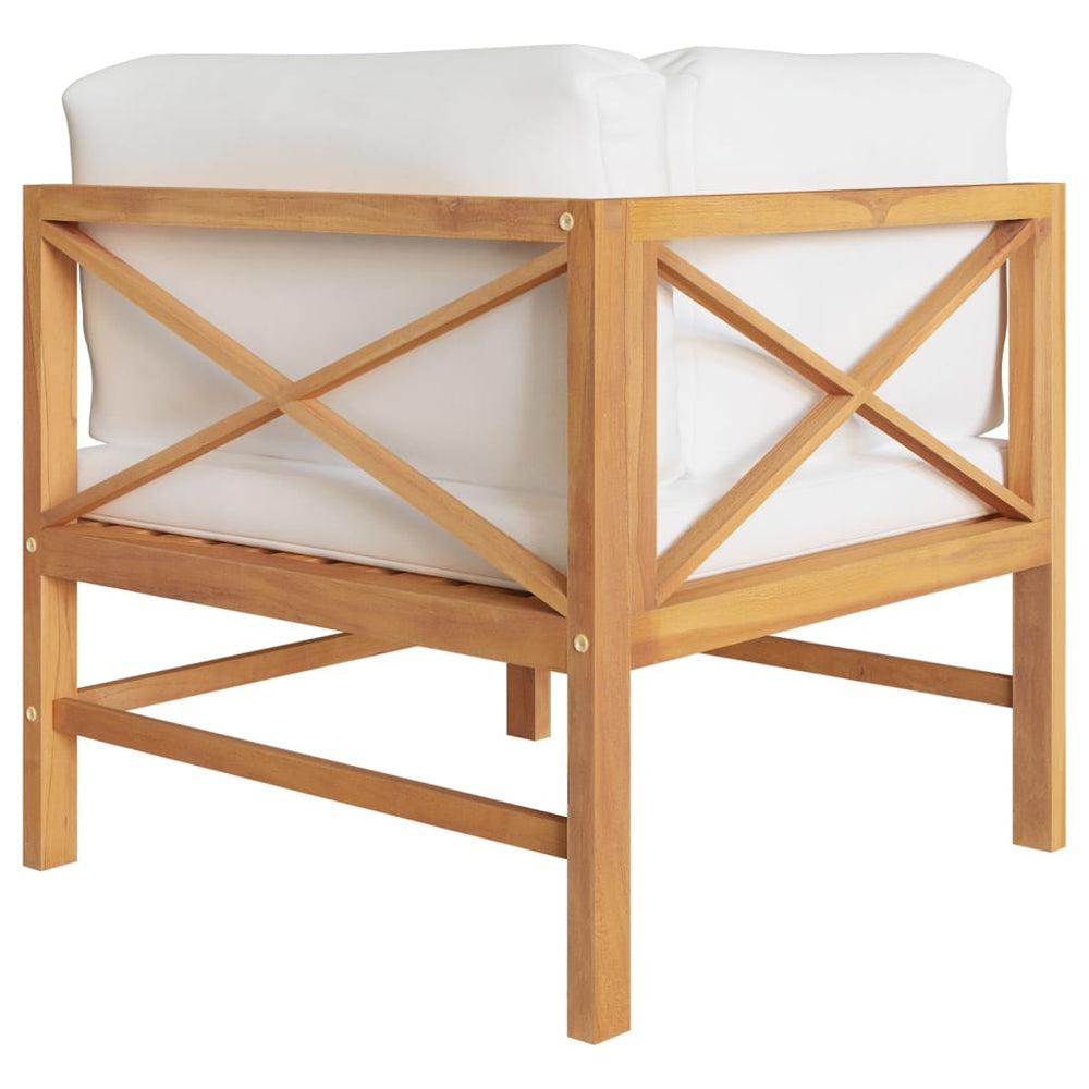 vidaXL Corner Sofa with Cream Cushions Solid Teak Wood-1