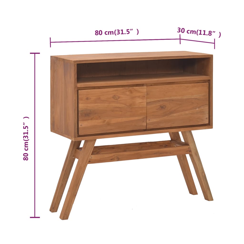 vidaXL Solid Wood Teak Console Table Desk 31.5"x11.8"x31.5"/43.3"x11.8"x31.1"-8