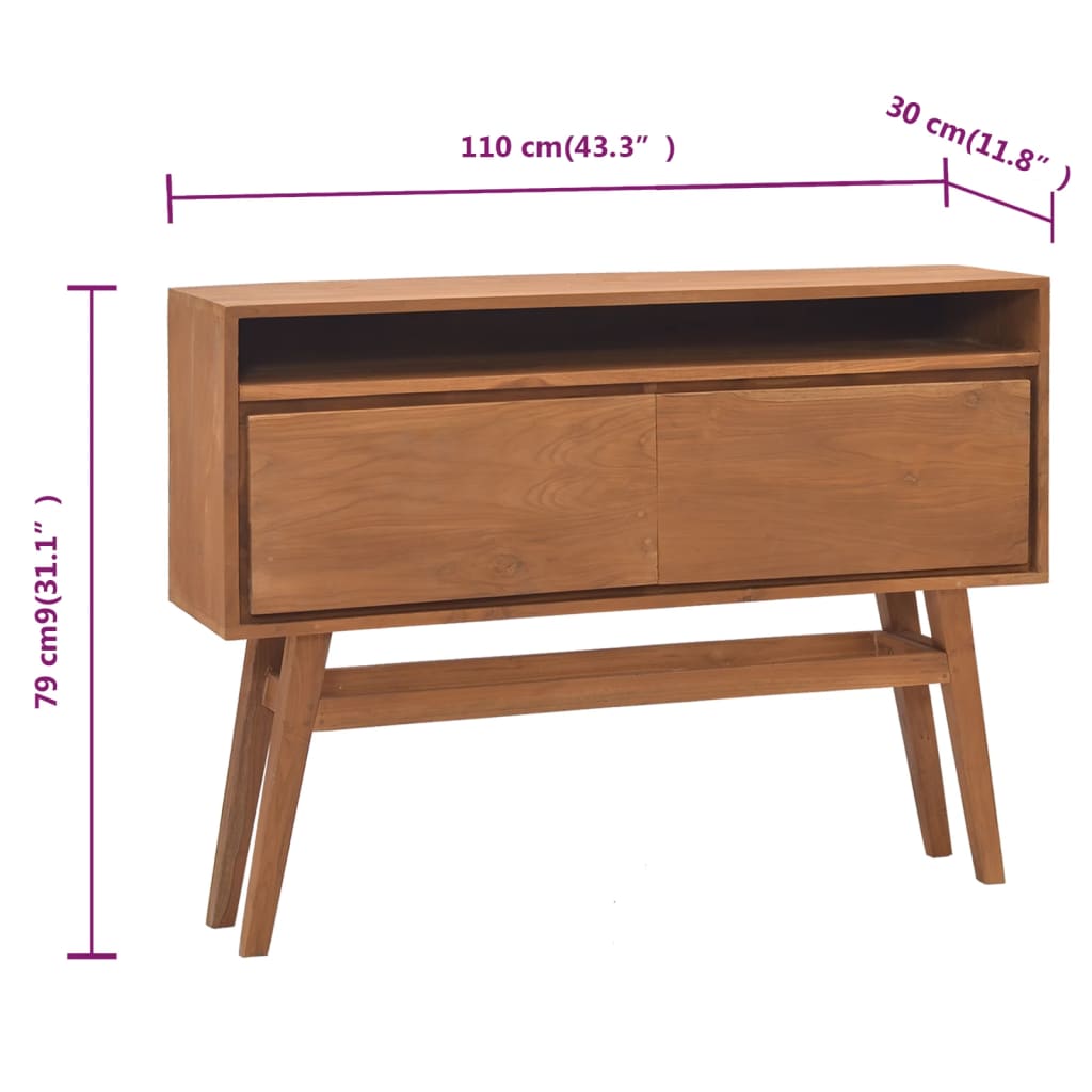 vidaXL Solid Wood Teak Console Table Desk 31.5"x11.8"x31.5"/43.3"x11.8"x31.1"-13