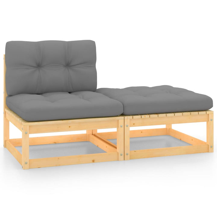 vidaXL 2 Piece Patio Lounge Set with Cushions Solid Wood Pine-0
