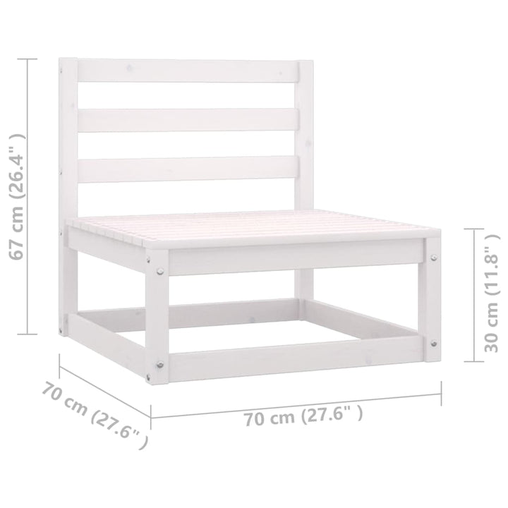vidaXL 3 Piece Patio Lounge Set with Cushions White Solid Wood Pine-8