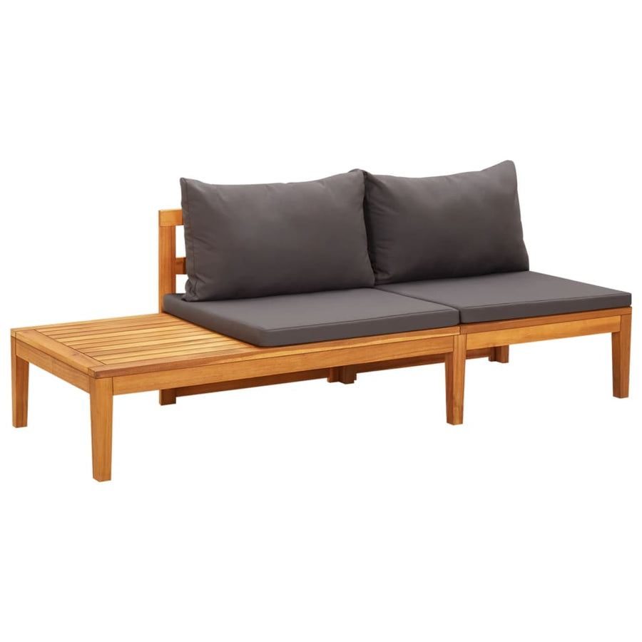 vidaXL Patio Bench with Table Dark Gray Cushions Solid Acacia Wood-0