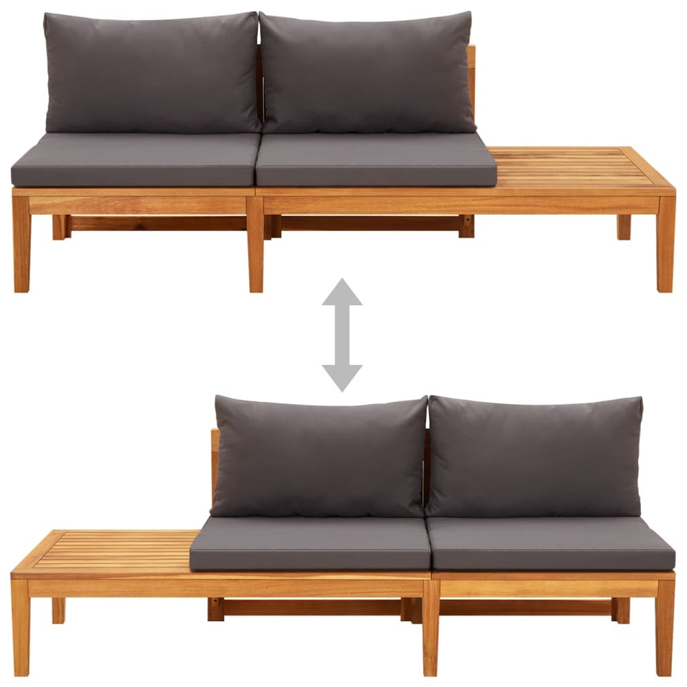 vidaXL Patio Bench with Table Dark Gray Cushions Solid Acacia Wood-1