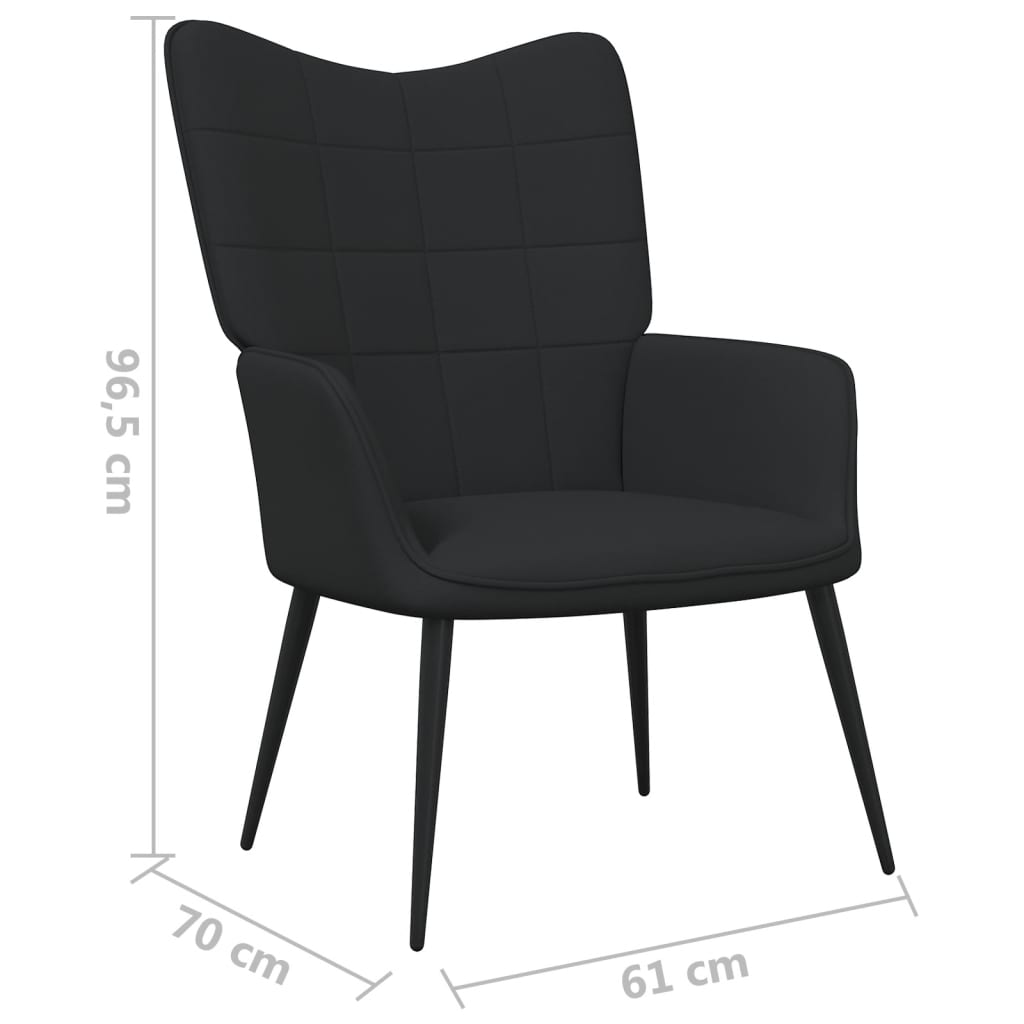 vidaXL Relaxing Chair Black Fabric-15