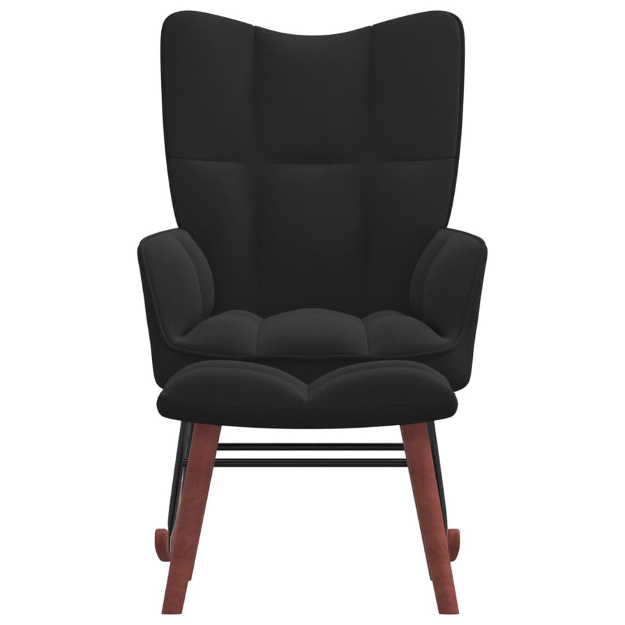 vidaXL Rocking Chair with Ottoman Black Velvet-0