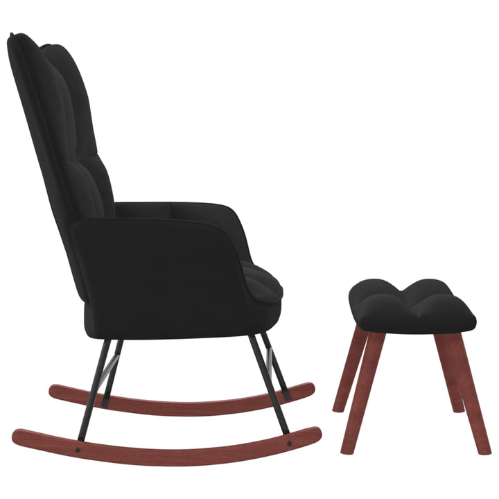 vidaXL Rocking Chair with Ottoman Black Velvet-1