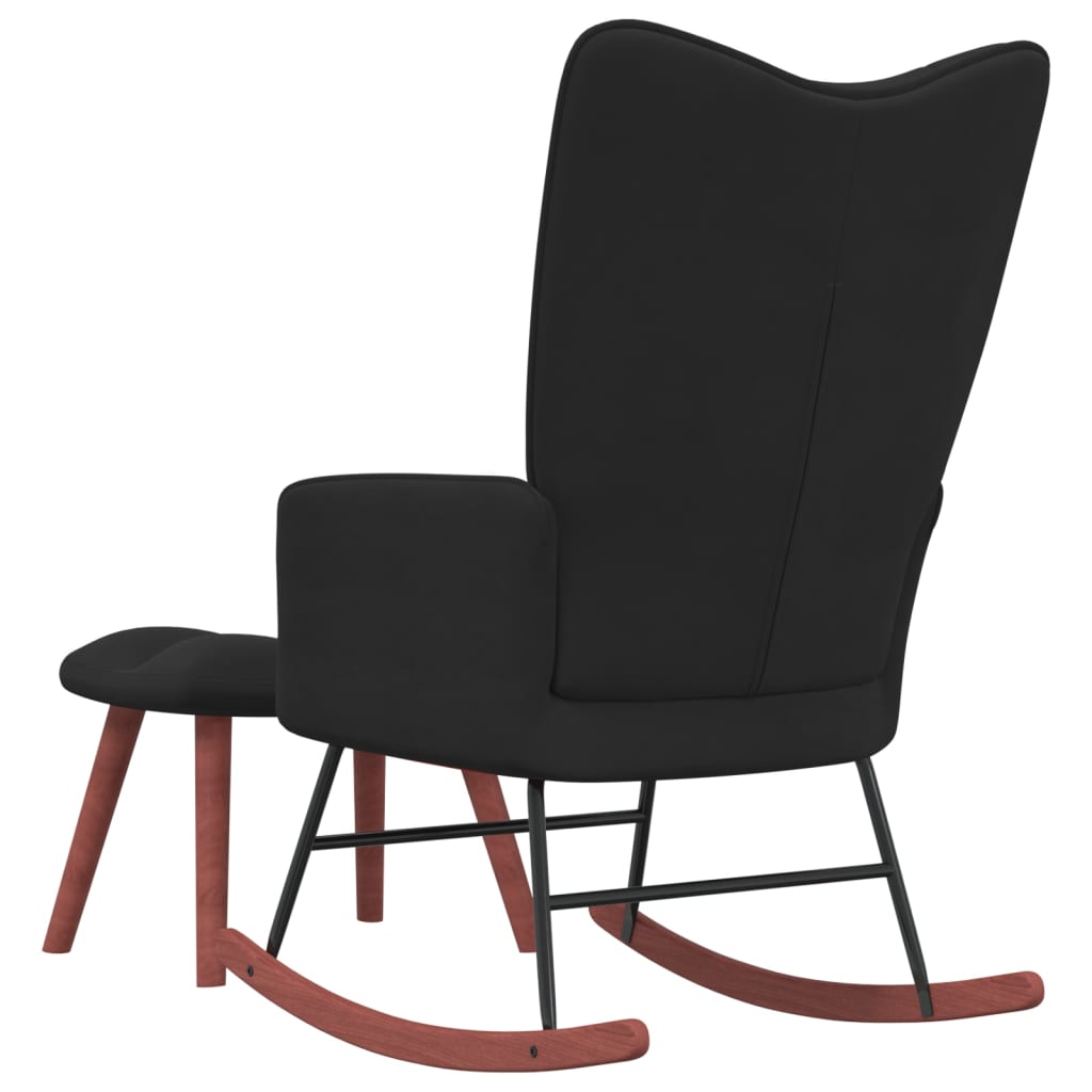vidaXL Rocking Chair with Ottoman Black Velvet-2