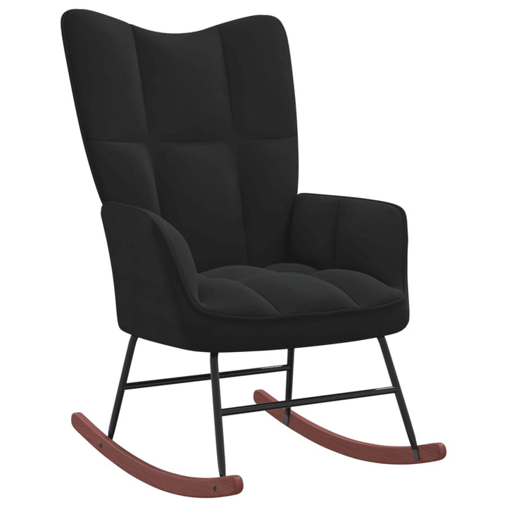 vidaXL Rocking Chair with Ottoman Black Velvet-3