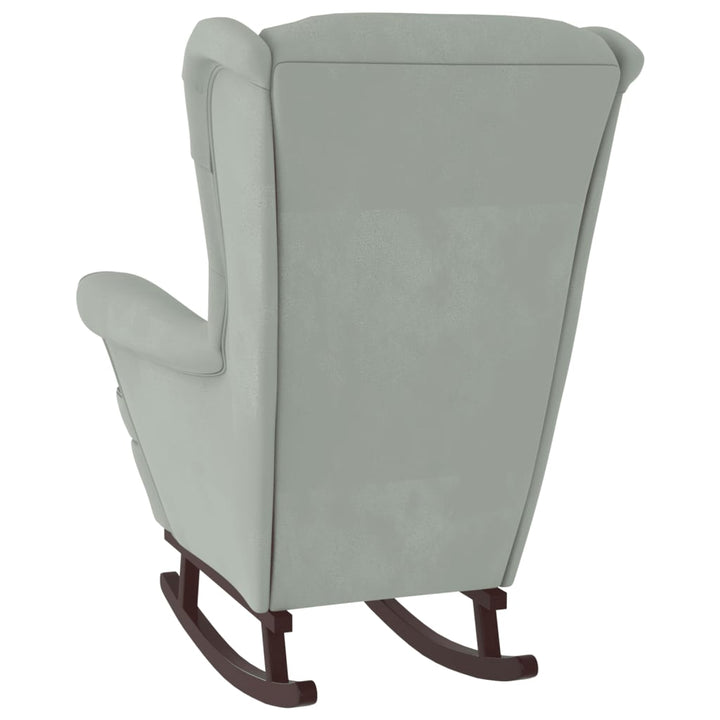 vidaXL Rocking Chair with Solid Wood Rubber Legs Light Gray Velvet-3