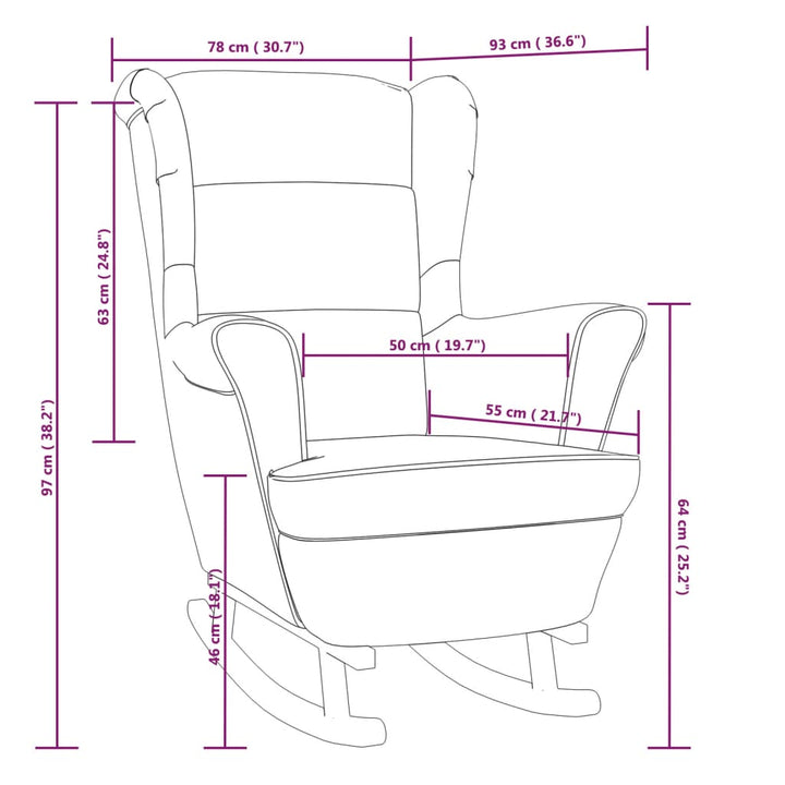 vidaXL Rocking Chair with Solid Wood Rubber Legs Light Gray Velvet-6