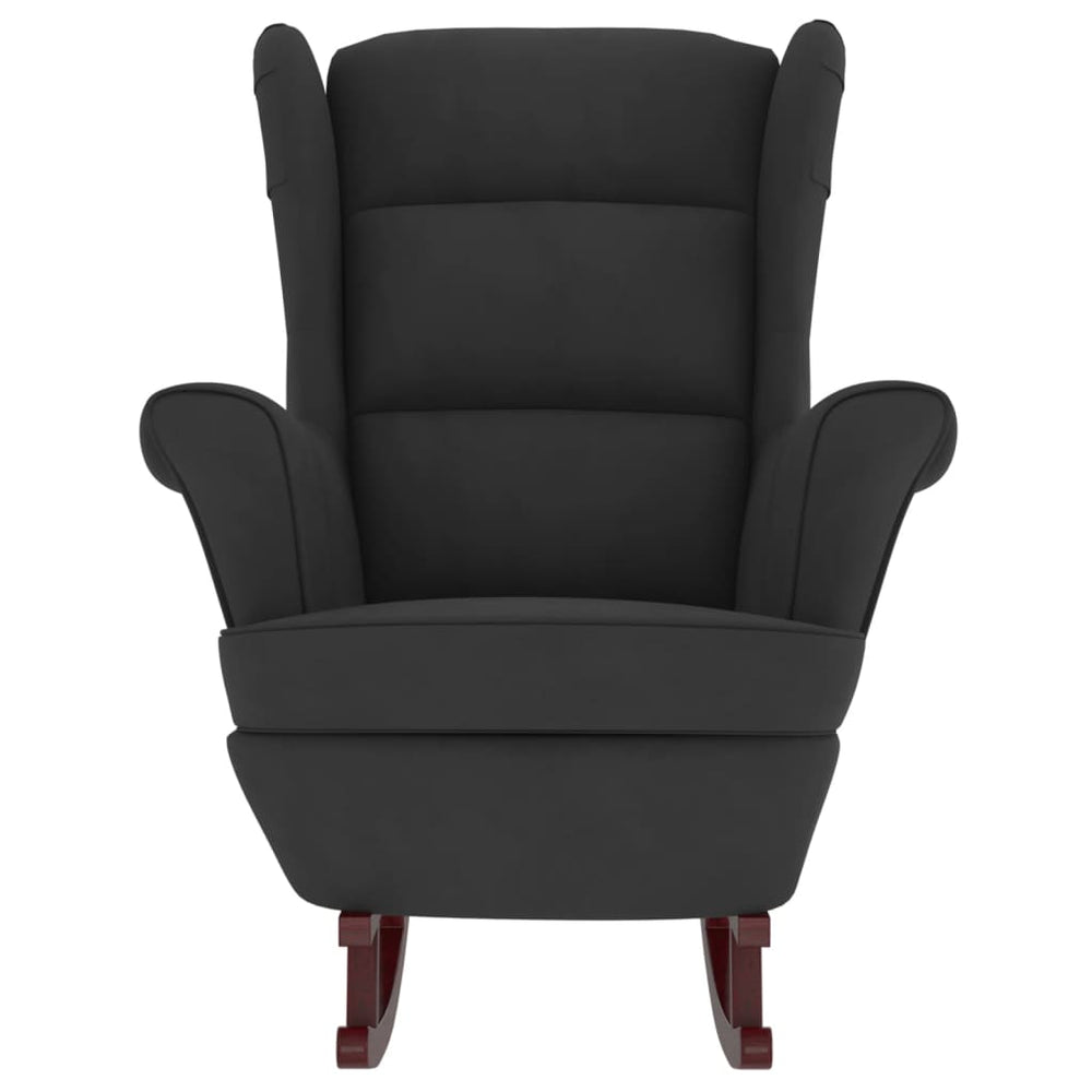 vidaXL Rocking Chair with Solid Wood Rubber Legs Black Velvet-1