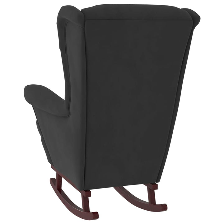 vidaXL Rocking Chair with Solid Wood Rubber Legs Black Velvet-3
