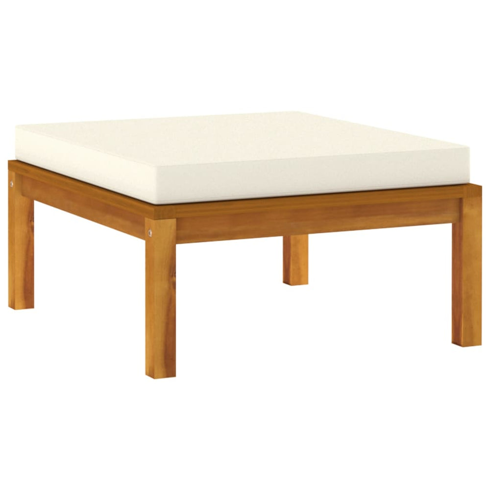 vidaXL Footrest with Cream White Cushion Solid Acacia Wood-1
