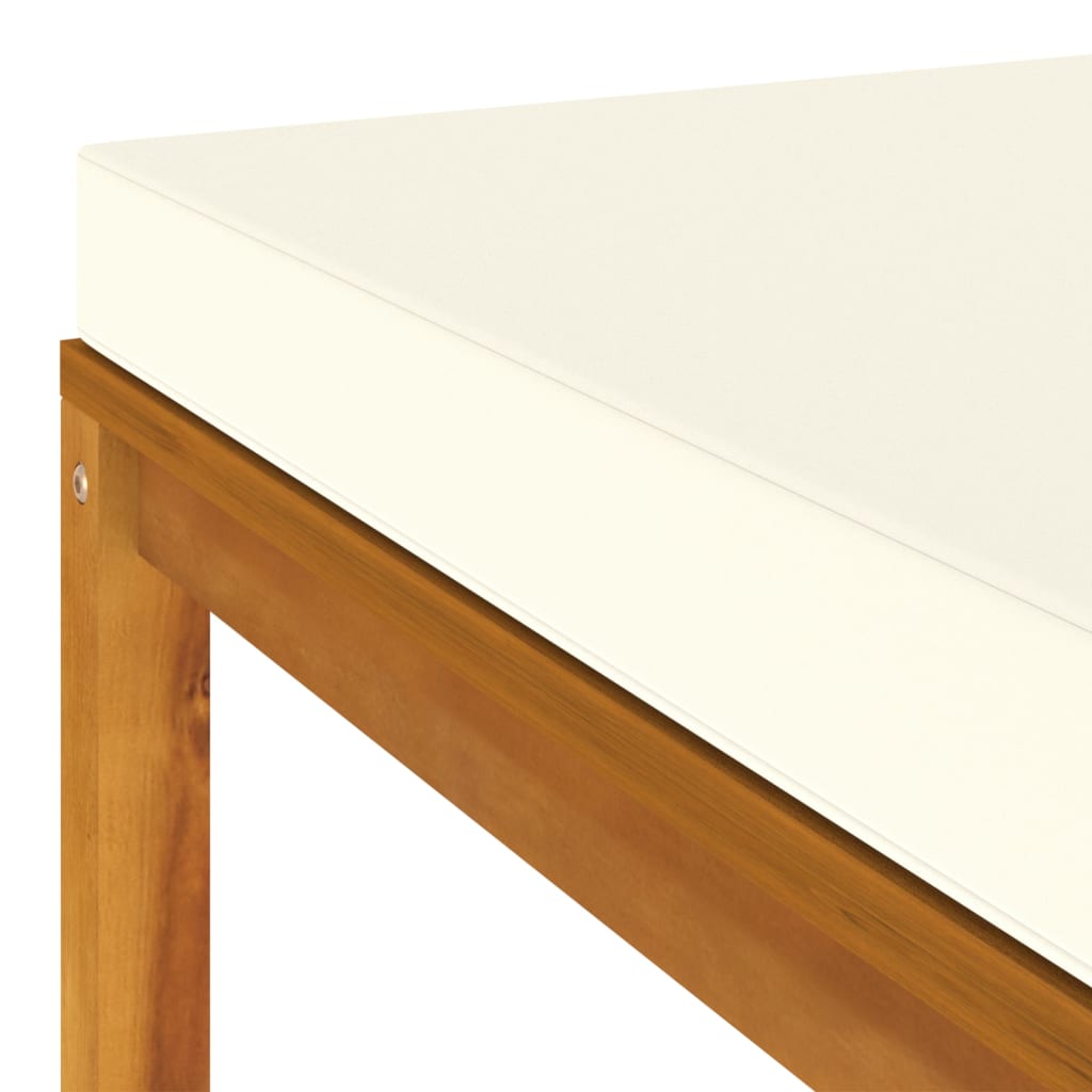 vidaXL Footrest with Cream White Cushion Solid Acacia Wood-4