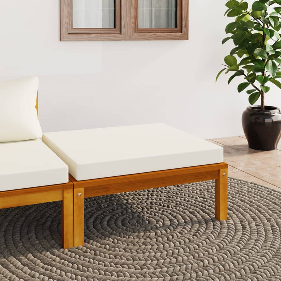 vidaXL Footrest with Cream White Cushion Solid Acacia Wood-0
