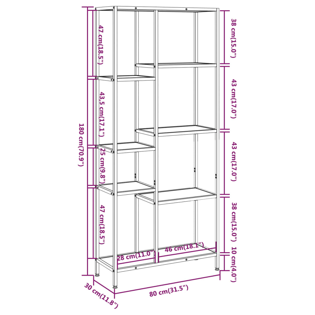 vidaXL Book Shelf Bookcase Storage Organizer Rack Steel and Engineered Wood-9