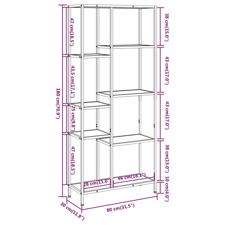 vidaXL Book Shelf Bookcase Storage Organizer Rack Steel and Engineered Wood-12