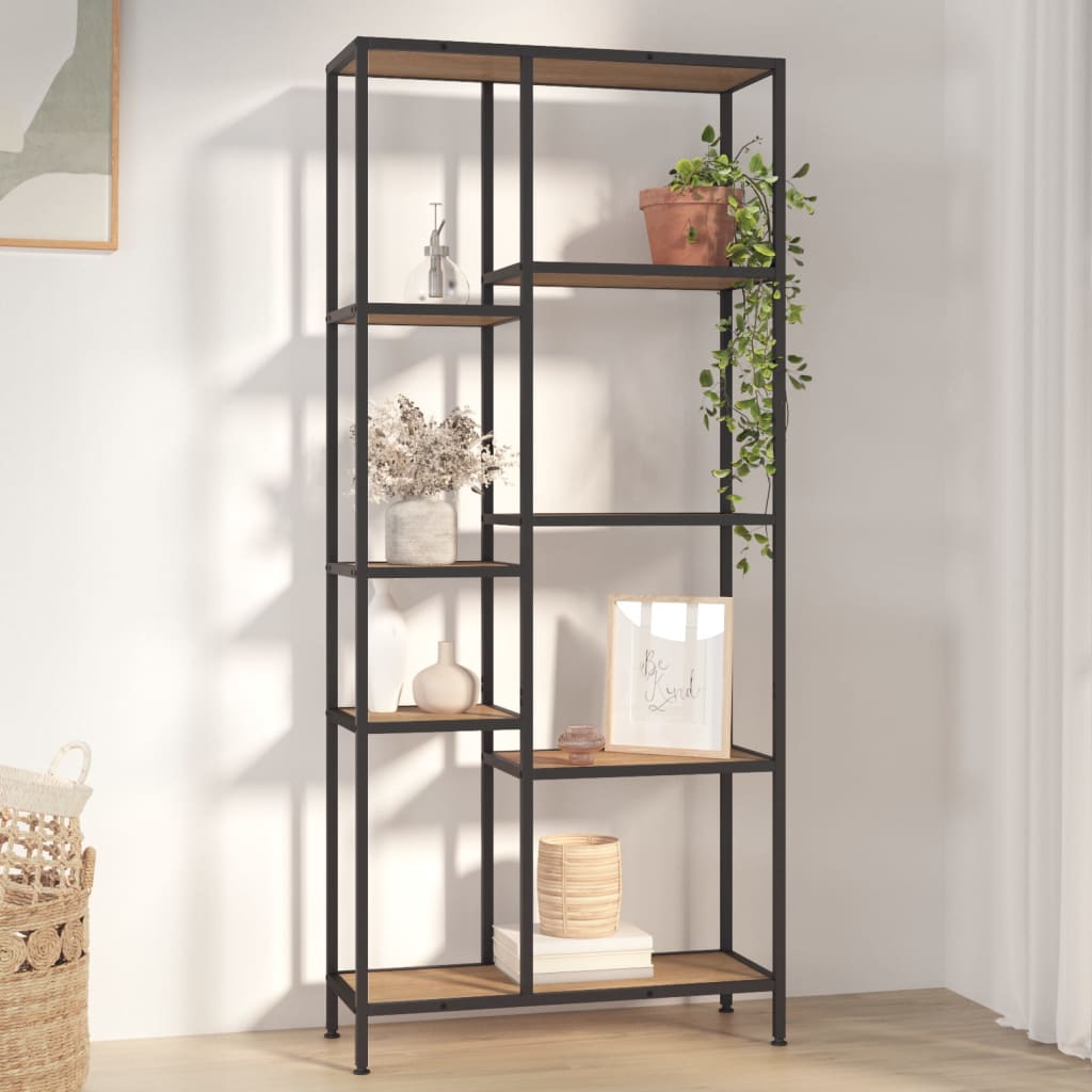 vidaXL Book Shelf Bookcase Storage Organizer Rack Steel and Engineered Wood-8
