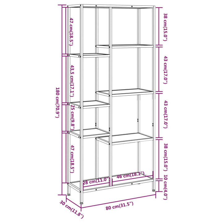 vidaXL Book Shelf Bookcase Storage Organizer Rack Steel and Engineered Wood-5