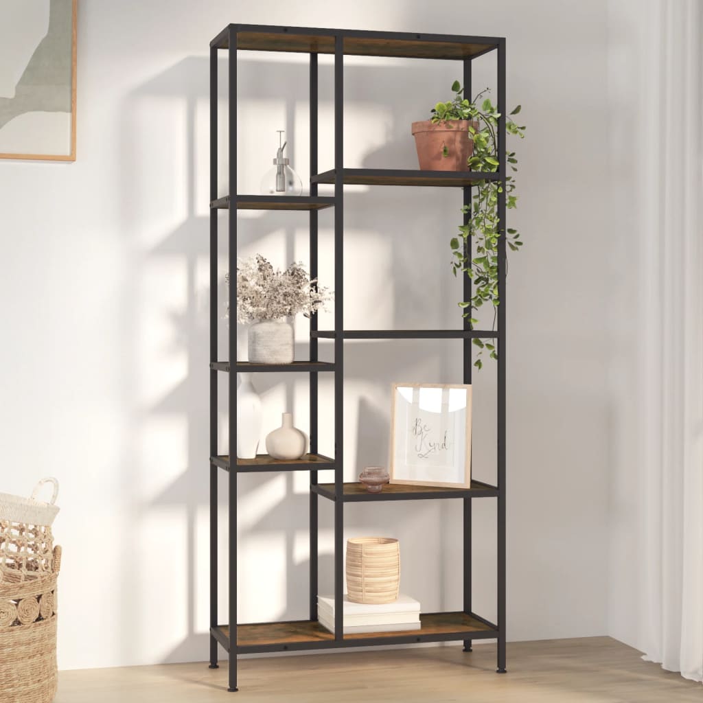 vidaXL Book Shelf Bookcase Storage Organizer Rack Steel and Engineered Wood-2