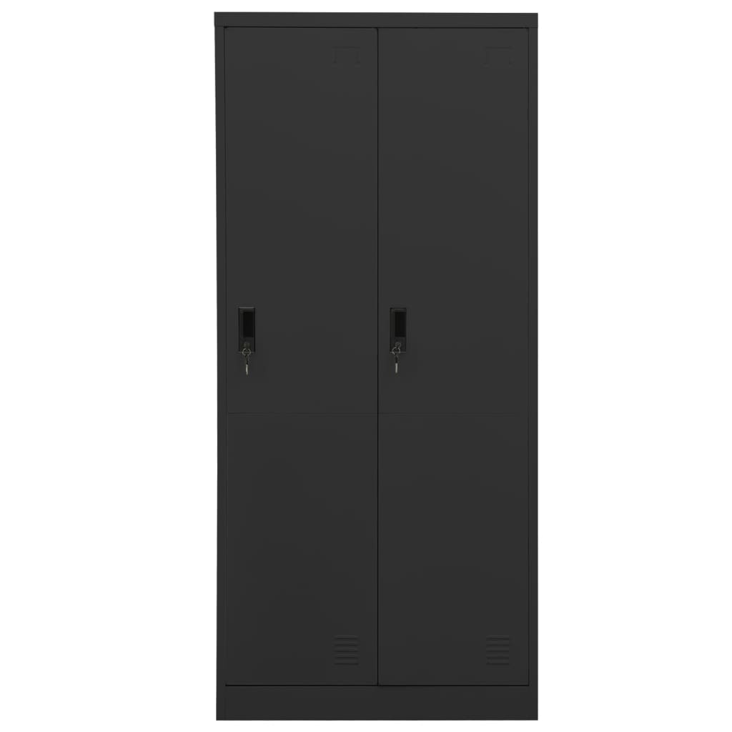 vidaXL Wardrobe Armoire Clothes Storage Closet with 2 Lockable Doors Steel-2