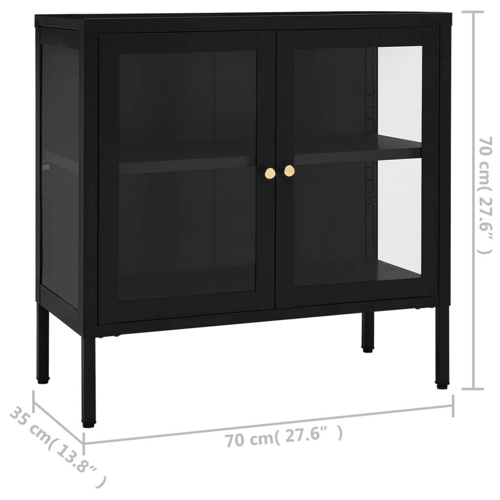 vidaXL Sideboard Storage Side Table for Living Room Bedroom Steel and Glass-4
