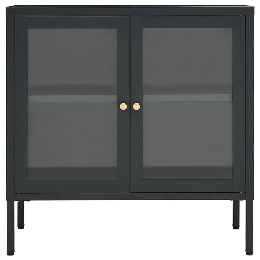 vidaXL Sideboard Storage Side Table for Living Room Bedroom Steel and Glass-17