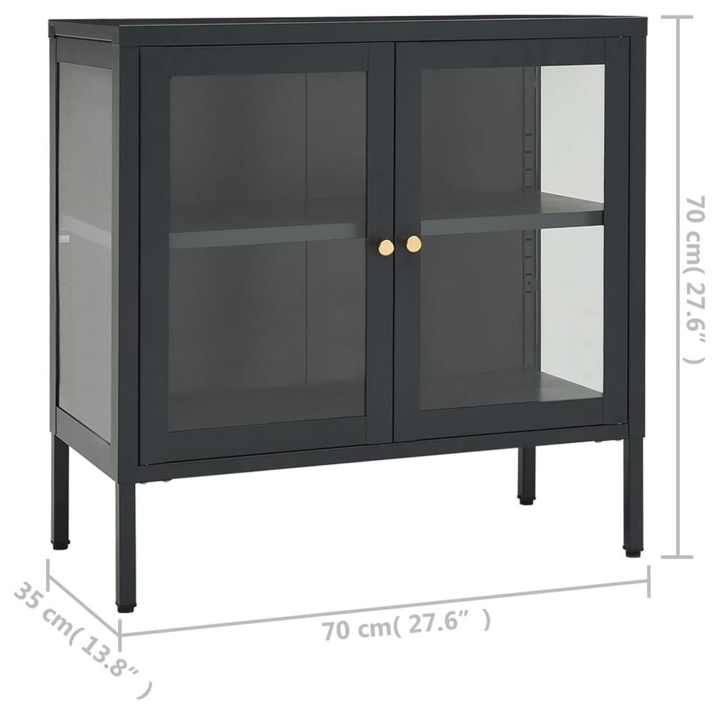 vidaXL Sideboard Storage Side Table for Living Room Bedroom Steel and Glass-14