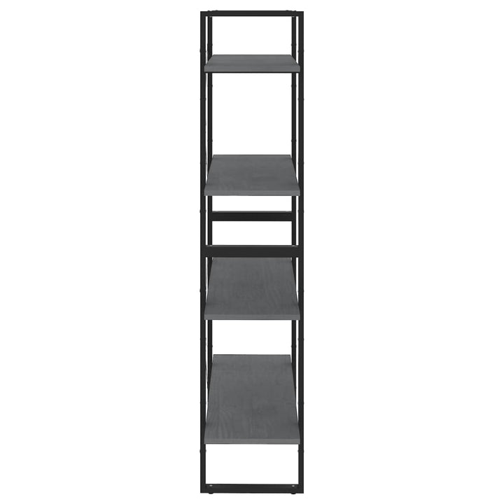vidaXL 4-Tier Book Cabinet Gray 31.5"x11.8"x55.1" Solid Pine Wood-5