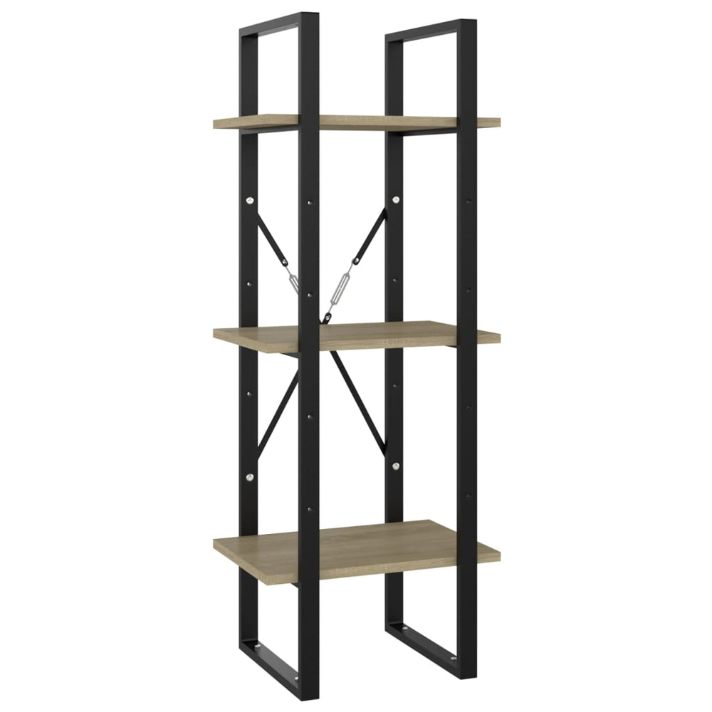 vidaXL 3-Tier Book Cabinet Sonoma Oak 15.7"x11.8"x41.3" Engineered Wood-1