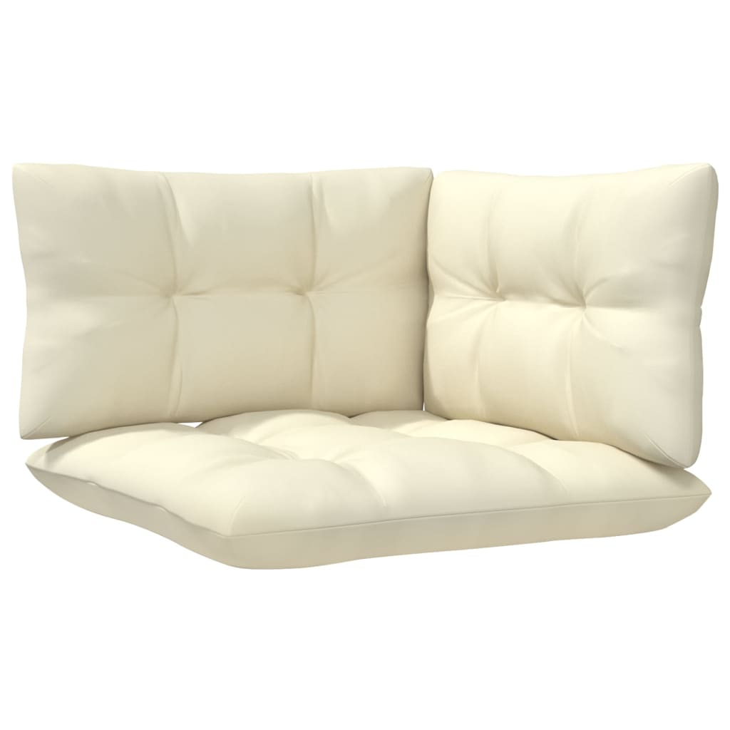 vidaXL Patio Corner Sofa with Cream Cushions Solid Pinewood-4