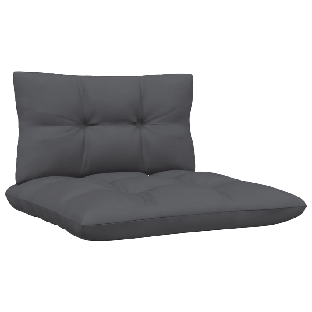 vidaXL Patio Middle Sofa with Cushions Black Solid Pinewood-3