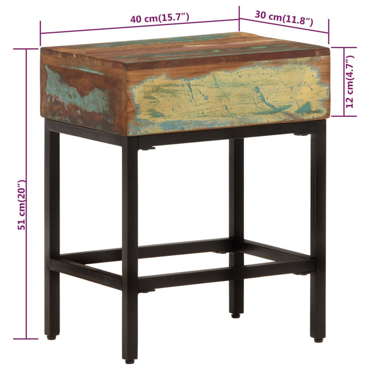vidaXL Side Table 15.7"x11.8"x20.1" Solid Wood Reclaimed-4