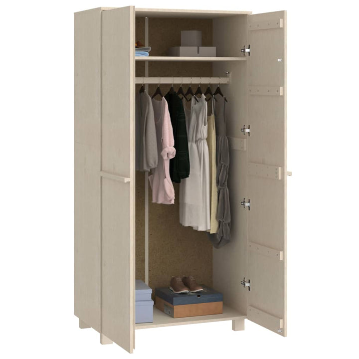 vidaXL Wardrobe Armoire Closet Storage Organizer Rack HAMAR Solid Wood Pine-9