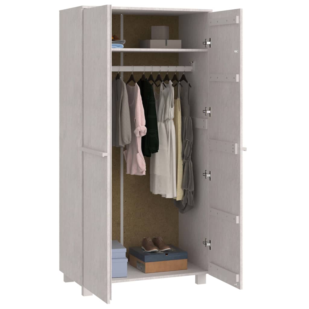 vidaXL Wardrobe Armoire Closet Storage Organizer Rack HAMAR Solid Wood Pine-12