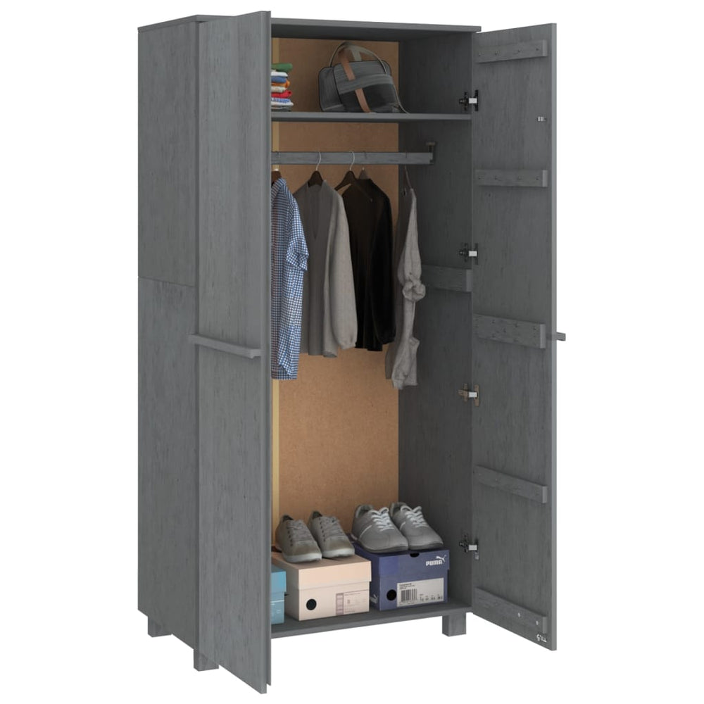 vidaXL Wardrobe Armoire Closet Storage Organizer Rack HAMAR Solid Wood Pine-1