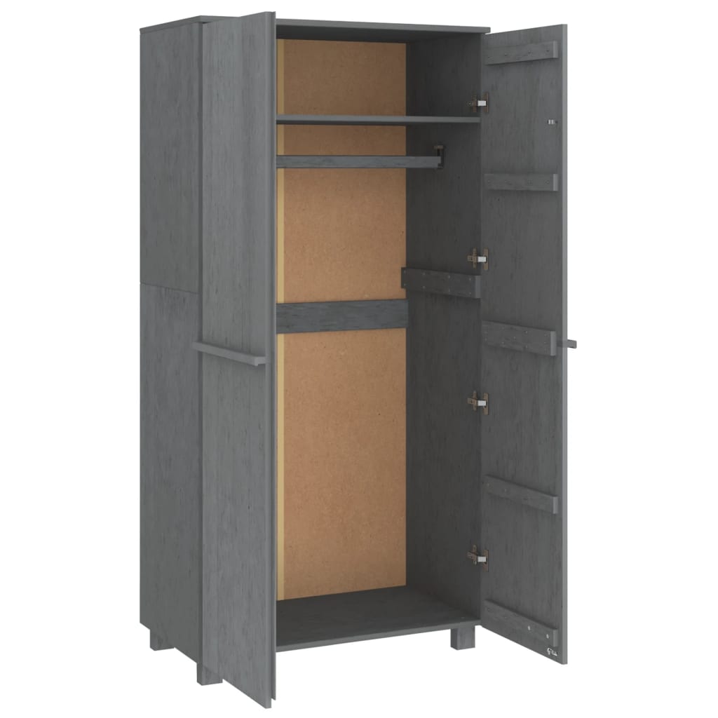 vidaXL Wardrobe Armoire Closet Storage Organizer Rack HAMAR Solid Wood Pine-4