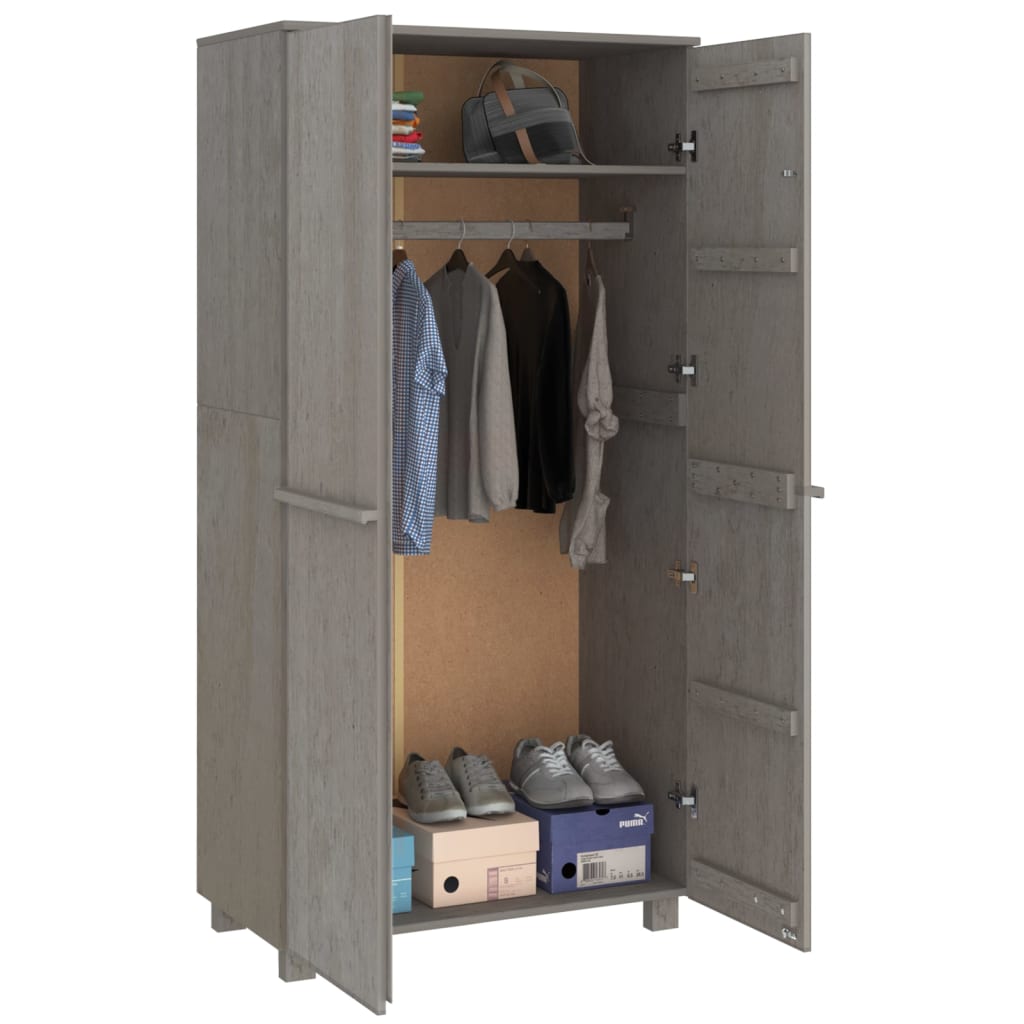 vidaXL Wardrobe Armoire Closet Storage Organizer Rack HAMAR Solid Wood Pine-15