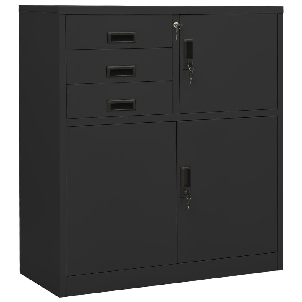 vidaXL Office Cabinet with Planter Box Anthracite 35.4"x15.7"x49.2" Steel-3