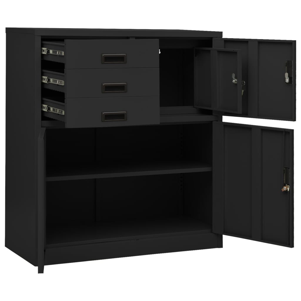 vidaXL Office Cabinet with Planter Box Anthracite 35.4"x15.7"x49.2" Steel-4