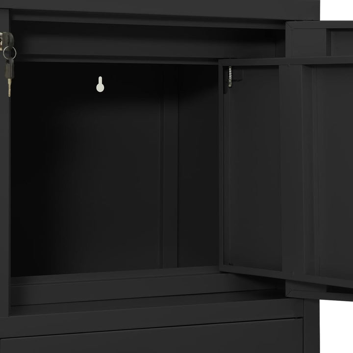 vidaXL Office Cabinet with Planter Box Anthracite 35.4"x15.7"x49.2" Steel-5