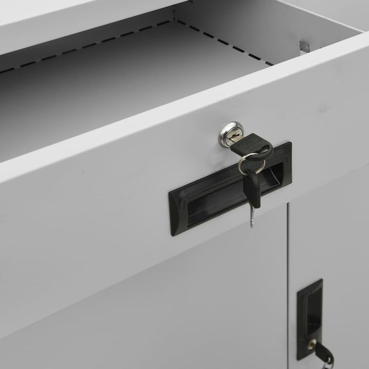 vidaXL Office Cabinet with Planter Box Light Gray 35.4"x15.7"x49.2" Steel-3