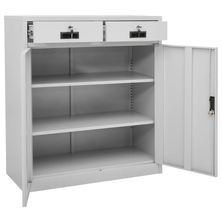 vidaXL Office Cabinet with Planter Box Light Gray 35.4"x15.7"x49.2" Steel-9