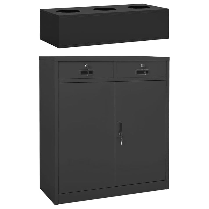 vidaXL Office Cabinet with Planter Box Anthracite 35.4"x15.7"x49.2" Steel-0