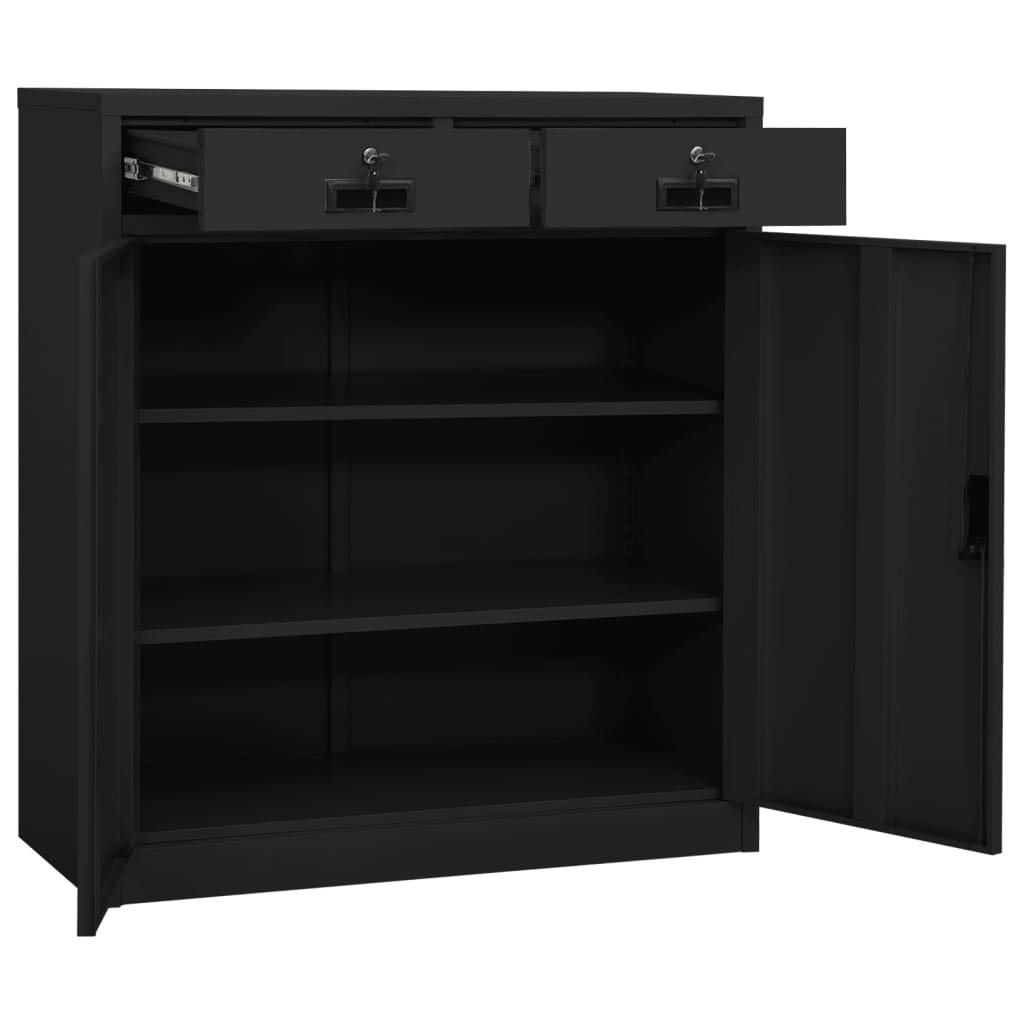 vidaXL Office Cabinet with Planter Box Anthracite 35.4"x15.7"x49.2" Steel-8